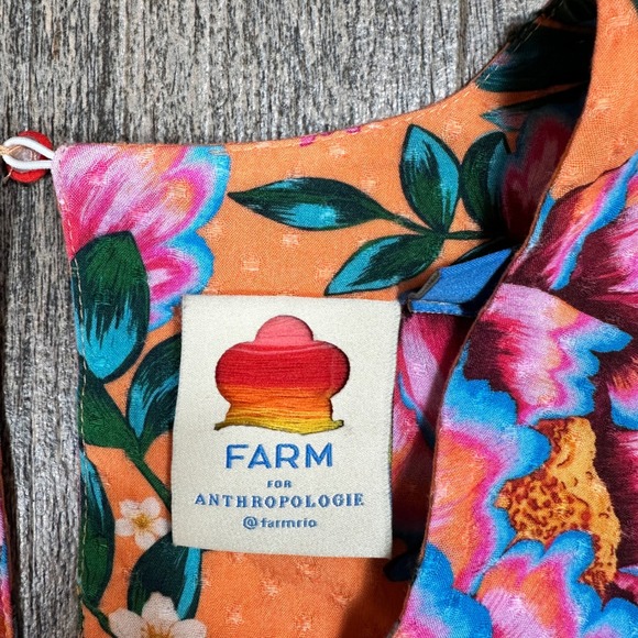 FARM Rio for‎ Anthropologie Orange Floral Kimono Sleeve Romper Shorts Size S - Picture 2 of 10